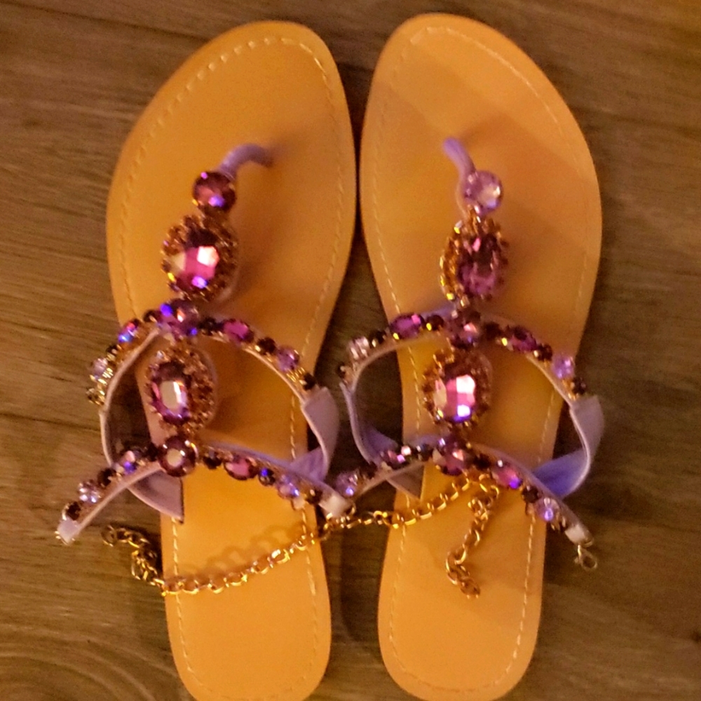 Purple jeweled sandal